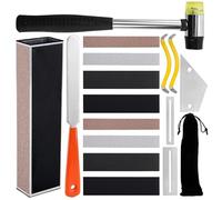 Set di strumenti per liutaio per chitarra, include lima per coronazione dei tasti, fascio di livellamento dei tasti, bilanciere per tasti, martello in gomma, spalmatore di corde, protezioni per