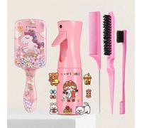 Set di strumenti per lo styling dei capelli 1/3/4/5/6/7 pezzi con spazzola e flacone spray, flacone spray per capelli, flacone d'acqua trasparente, pettine a coda di topo, spazzola per il controllo de