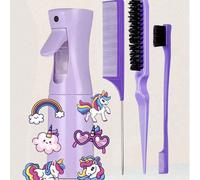 Set di strumenti per lo styling dei capelli 1/3/4/5/6/7 pezzi con spazzola, flacone spray, bottiglia d'acqua trasparente, pettine a coda di topo, spazzola per il controllo dei bordi, adesivi fai-da-te