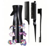 Set di strumenti per lo styling dei capelli 1/3/4/5/6/7 pezzi con spazzola, flacone spray, flacone per nebulizzazione, flacone d'acqua trasparente, pettine a coda di topo, spazzola per il controllo de