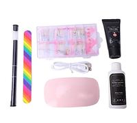 Set di strumenti per nail art con lampada asciugatrice per unghie, colla per extension e gel modellante: kit completo di manicure per extension in gel, comprende lima arcobaleno e (Rosa)