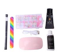 Set di strumenti per nail art con lampada asciugatrice per unghie, colla per extension e gel modellante: kit completo di manicure per extension in gel, comprende lima arcobaleno e (Marrone)