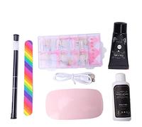 Set di strumenti per nail art con lampada asciugatrice per unghie, colla per extension e gel modellante: kit completo di manicure per extension in gel, comprende lima arcobaleno e (Trasparente)