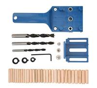 Set di strumenti per per punzonatrice dritta tascabile autocentrante (Blu) | 41 pz / set carpenteria legno guida di perforazione strumento fai da te dritto trapano localizzatore di fori lavorazione