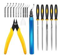 Set di strumenti per sbavatura per stampa 3D con 11 lame multiuso in acciaio ad alta velocità per rimuovere sbavature, 5 lime ad ago, 1 micro taglierina per bordi stampati in 3D, tubi in metallo