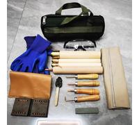 Set di strumenti per tagliare la pietra focaia, elementi essenziali per l'ossidiana, boppers in rame e sfaldatrici a pressione per vetro vulcanico, strumenti per intaglio per principianti e