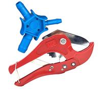 Set di strumenti premium per tubi compositi, tagliatubi per PVC in plastica e tubi multistrato fino a 42 mm + calibratore 16 20 26 mm (Blu)