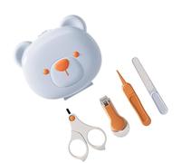 Set di strumenti professionali per la cura dei bambini, tagliaunghie, forbici e scatola di immagazzinaggio a forma di orso dei cartoni animati, per neonati