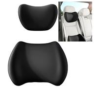 Set di Supporto Lombare Ergonomico per Sedile Auto E Cuscino Cervicale, 2 Confezioni di Cuscini in Memory Foam per Il Comfort di Guida, Cuscino Universale per Auto(Black)