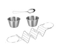 Set di supporto per taco - rastrelliere in acciaio inossidabile | Stand durevole con manici | Lavastoviglie e grill sicuri, in metallo senza BPA per servizio, cottura, griglie, ristorante multiplo