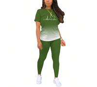 Set di t-shirt a maniche corte e leggings con stampa a gradiente ECG, elegante per la primavera/estate L,M,S,XL,XXLLettereTessuto in maglia
