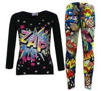 Set Di T-Shirt E Leggings A Stampa 'ZAP' Per Ragazze Dai 7 Ai 13 Anni