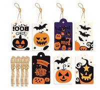 Set di tag da festa di Halloween - Tag della borsa delle caramelle decorative | Etichette da 80 pezzi Trick or Treat con corda, 8 design tra cui zucche e pipistrelli, accessori di favola di Halloween