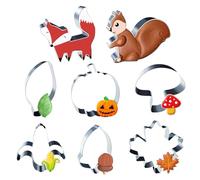 Set di tagliabiscotti Autunno Tagliabiscotti Autunno Zucca Foglia d'Acero Scoiattolo Tagliabiscotti 8P Acciaio Inox Tagliabiscotti Ringraziamento Biscotti Ringraziamento,Zucca,Foglia d'Acero,Scoiat
