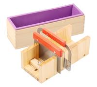 Set di tagliasapone in legno, fatto a mano, con tavolo da taglio regolabile, rettangolare, in silicone, in acciaio inox, coltello dritto per la produzione di sapone fai da te