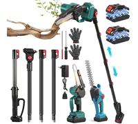 Set di tagliasiepi a batteria 4 in 1, con motore in rame puro, 21 V, asta telescopica da 2 m, 2 batterie da 2,0 Ah e motosega, tagliasiepi a batteria, per la cura delle siepi, giardinaggio
