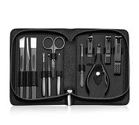 Set di tagliaunghie, set per manicure, kit professionale per manicure e pedicure con custodia per unghie, adatto per viaggi, nero