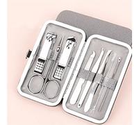 Set di tagliaunghie, Set professionale for manicure e pedicure in acciaio inox con custodia da viaggio(8pcs Silver)