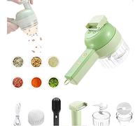 Set di tagliaverdure elettrico portatile 4 in 1, robot da cucina wireless per aglio, peperoncino, cipolla, sedano, zenzero, carne, con pennello
