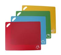 Set di taglieri da flessibili in PP, confezione da 4 tappetini antiscivolo per alimenti, per verdure, carne, codice colore con icone, 15 x 11,9 pollici rosso giallo blu verde