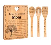 Set di taglieri per la mamma, con scritta in lingua inglese "Recipe for a Special Mom", set di utensili incisi in bambù, regalo di compleanno per mamma da figlia