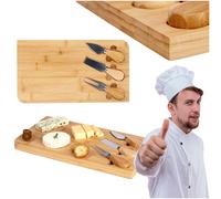 Set di taglieri per snack in bambù con coltelli per formaggio in legno