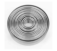 Set di taglierine for biscotti 12 pezzi con bordo arrotolato rotondo multi-formato in acciaio inossidabile stampi lavabili in lavastoviglie for fondente ciambella frutta casa fai da te Baki