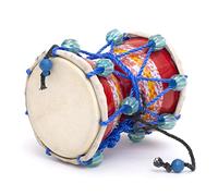 Set di tamburi a mano in legno e pelle, stile classico indiano folk, damroo, damaru, percussione, decorativo, da collezione, strumenti musicali mondiali, divertimento per adulti e ragazzi, regalo di