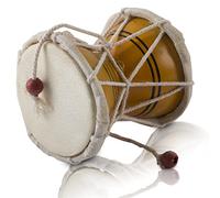 Set di tamburi a mano, in legno e pelle, stile classico indiano folk Dumroo Damroo Damaru, a percussione, decorativo, da collezione, strumenti musicali del mondo (giallo)