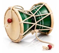 Set di tamburi a mano, in legno e pelle, stile classico indiano folk Dumroo Damroo Damaru, a percussione, decorativo, da collezione, strumenti musicali del mondo (verde)