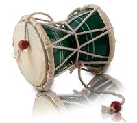Set di tamburi a mano, in legno e pelle, stile classico indiano folk Dumroo Damroo Damaru, a percussione, decorativo, da collezione, strumenti musicali del mondo (verde)