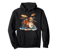 Set di Tamburi con Bastoncini in acquerelli Musicali Strumenti Felpa con Cappuccio