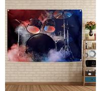 Set di tamburi rock divertente punk metal musica arte murale bandiera vintage hard rock poster appeso banner per casa all'aperto camera da letto dormitorio decorazione da parete 16,49 x 190 cm