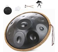 Set Di Tamburo In Acciaio Handpan Con Morbida Borsa Handpan, 2 Bacchette Handpan, Supporto Handpan E Panno Antipolvere - 22 Pollici 12 Note 430Hz/440Hz Re Minore Professionale Handpan(Black,432HZ)