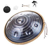 Set Di Tamburo In Acciaio Handpan Con Morbida Borsa Handpan, 2 Bacchette Handpan, Supporto Handpan E Panno Antipolvere - 22 Pollici 12 Note 430Hz/440Hz Re Minore Professionale Handpan(Dark,440HZ)