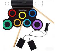 Set di tamburo portatile e pieghevole USB E per viaggi, spettacoli all'aperto ed esercizi a casa con diversi effetti sonori e tamburo per bambini