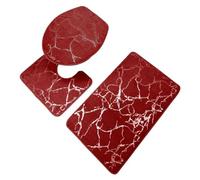 Set di Tappeti da Bagno 3Pcs/Set Bath Mats Toilet Carpet Polyester Lid Cover Bathroom Rug Products(Red 2)