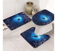 Set di tappeti da bagno antiscivolo con stampa di leoni marini subacquei, tappeto per bagno principale, tappetini assorbenti morbidi dell'acqua, tappetini a tre forme