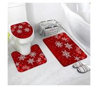 Set di tappeti da bagno Bath Mat Sets White Snowflake Red Flannel Carpet Home Bathroom Decor Floor Rugs Toilet Lid Cover(Type1-3pcs)
