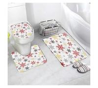 Set di tappeti da bagno Bath Mat Sets White Snowflake Red Flannel Carpet Home Bathroom Decor Floor Rugs Toilet Lid Cover(Type2-3pcs)