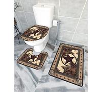 Set di tappeti da bagno in 3 pezzi, tappetino da bagno con mappa stellare retrò, bordo con pentagramma di un paese, classico nostalgico, tappetino per contorno ultra morbido e copertura per v a, d