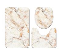 Set di Tappeti da Bagno Tappetino da Bagno Antiscivolo in Memory Foam Copriwater Set da 3 Pezzi, Tappeto con Profilo a U in Flanella Marmo Modello 3D, Zerbino, Copertura (Giallo,60×90 cm 3PCS)