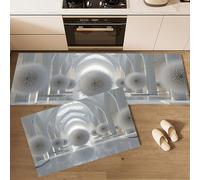Set di Tappeti da Cucina Grigio Bianco 2 Pezzi Con Passatoia - Tappeti E Tappetini Da Cucina Lavabili Antiscivolo Per Archi Corridoi Sfere Architettura Moderna,43x75cm+43x150cm
