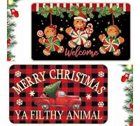 Set di tappeti natalizi, tappeto per biscotti natalizi, zerbino per camion di Natale, antiscivolo e impermeabile, per interni ed esterni, adatto per salotti, camere da letto e decorazioni per porte