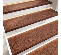 Set di tappeti stacca e incolla runner Steps da 15 pezzi, realizzato in tessuto peluche ad alta densità, adatto a famiglie con anziani, bambini e animali domestici Brown 26 * 75cm