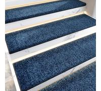 Set di tappeti stacca e incolla runner Steps da 15 pezzi, realizzato in tessuto peluche ad alta densità, adatto a famiglie con anziani, bambini e animali domestici Blue 26 * 75cm