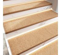 Set di tappeti stacca e incolla runner Steps da 15 pezzi, realizzato in tessuto peluche ad alta densità, adatto a famiglie con anziani, bambini e animali domestici Beige 26 * 75cm