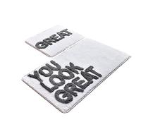 Set di tappetini da bagno (2 pezzi) design you look great grigio chiaro