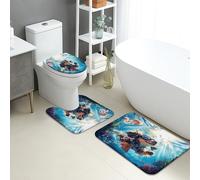 Set di tappetini da bagno a tema oceano, 3 pezzi, colorati pesci subacquei, assorbenti, antiscivolo, a forma di U, lavabili, motivo floreale estivo, ad asciugatura rapida, in flanella