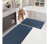 Set di Tappetini da Bagno Blu Navy in Terra di Diatomee - Antiscivolo, Assorbente, Ad Asciugatura Rapida, Sottile - 2 Pezzi per Set da Bagno 40 x 60 cm + 30